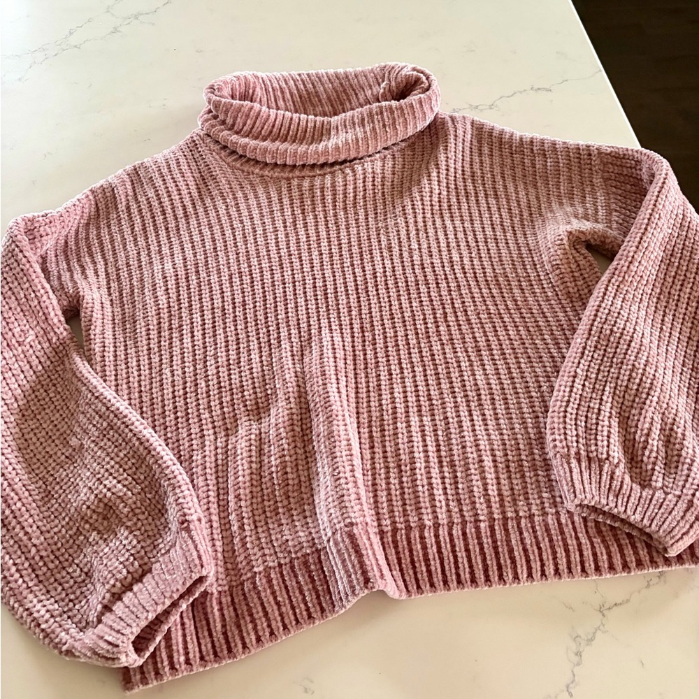 Pink Rose Textured Pink Cowl Neck Sweater - Women’s Medium